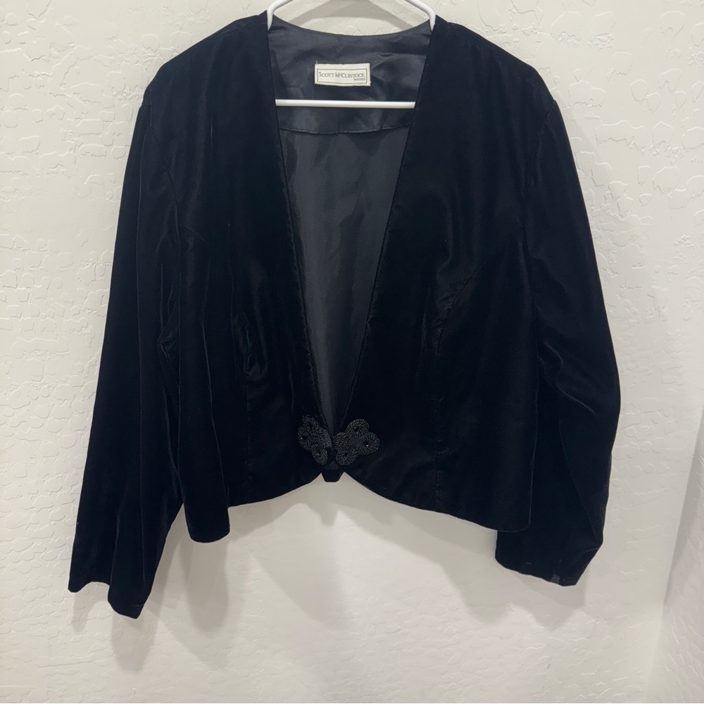 Scott McClintock Black Velvet Blazer Jacket Beaded Closure Formal